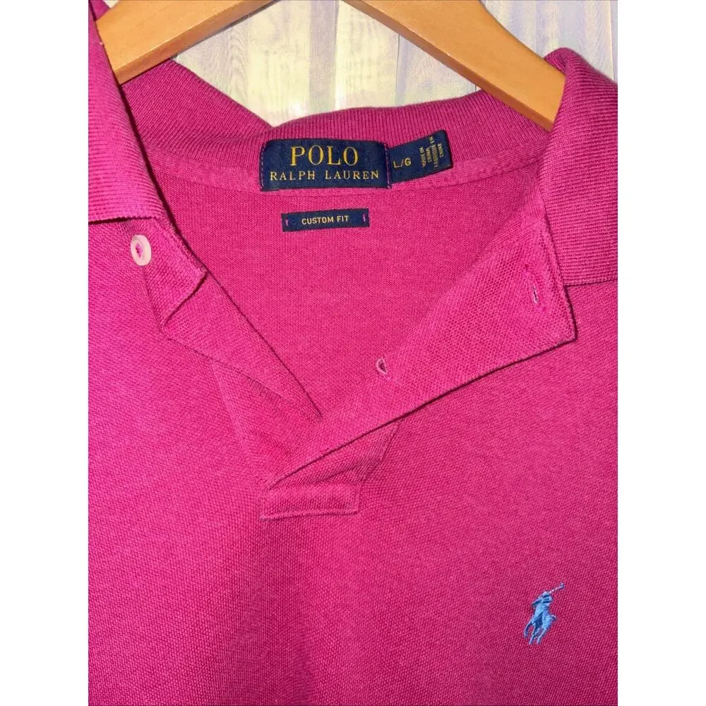 Polo Ralph Lauren Polo Shirt Men’s Sz L Slim Knit Short Sleeve Pink Golf Summer